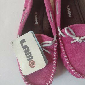 Lam Suede Girls Moccasins Pink size 4 New Without Box